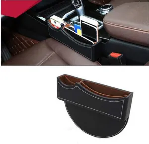 High Class PU Leather Car Seat Gap Filler,Car Seat Catcher Organizer (Black White)