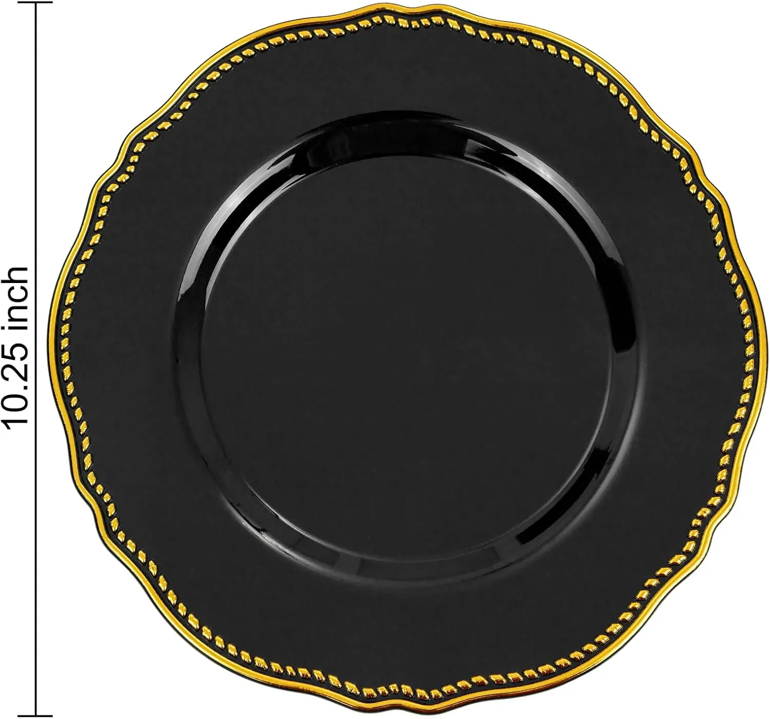 Hioasis 60pcs Black Plastic Plates - Black and Gold Disposable Plates, 10.25 inch Plastic Dinner Plates, Perfect for Wedding & Party & Father's Day