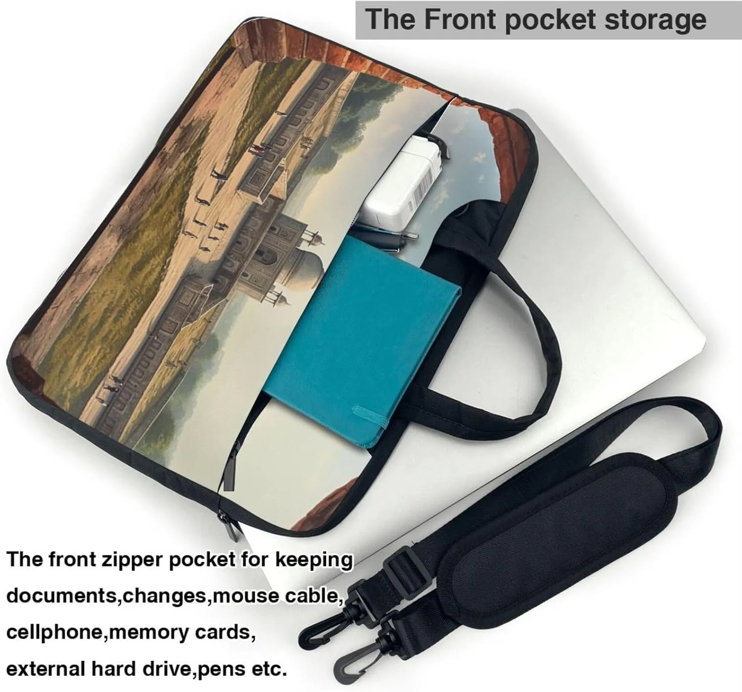 Historical Site Painting Laptop Bag for Women Men 15.6" Computer Sleeve Business Travel Briefcase Messenger Bag