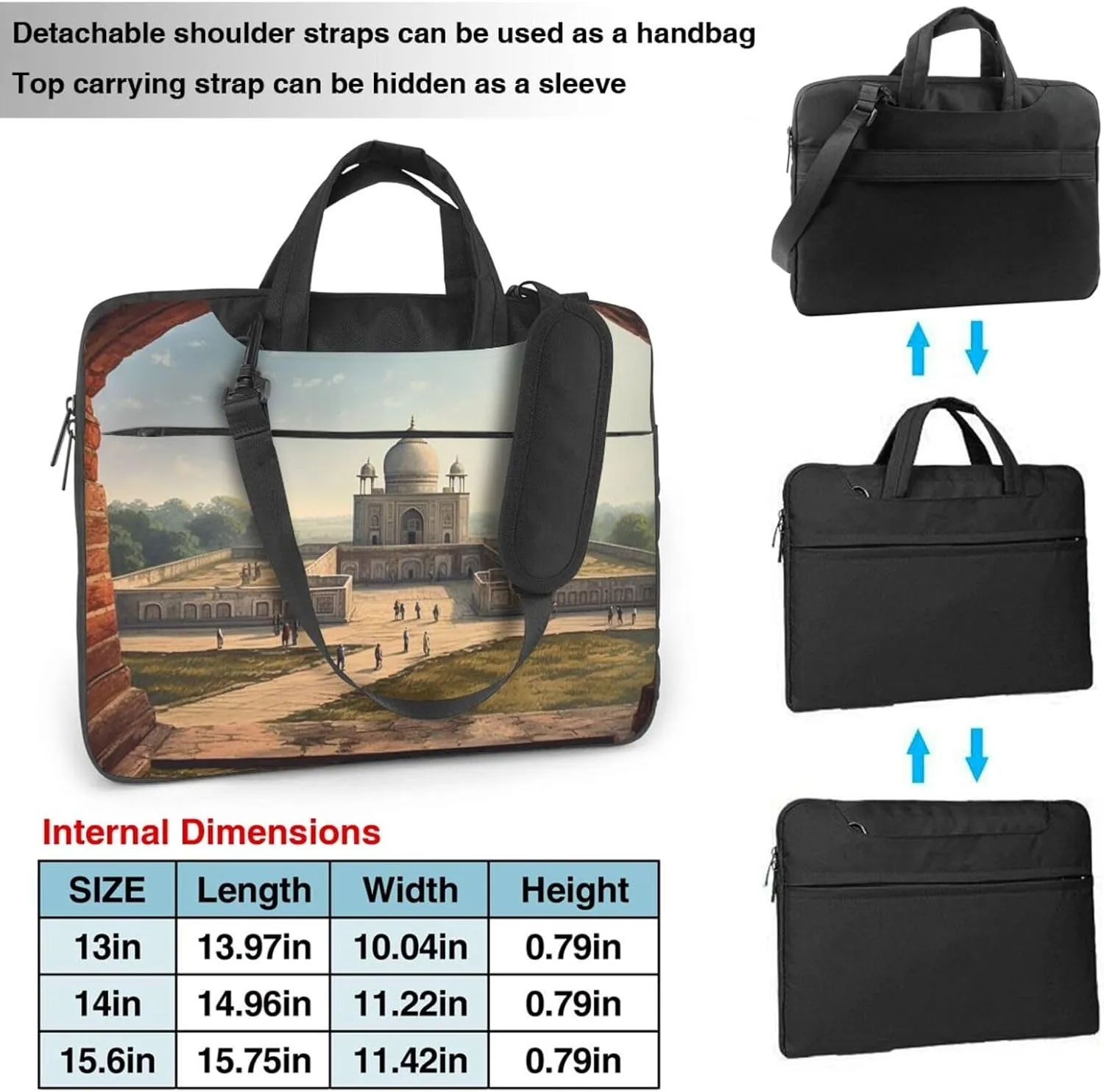 Historical Site Painting Laptop Bag for Women Men 15.6" Computer Sleeve Business Travel Briefcase Messenger Bag