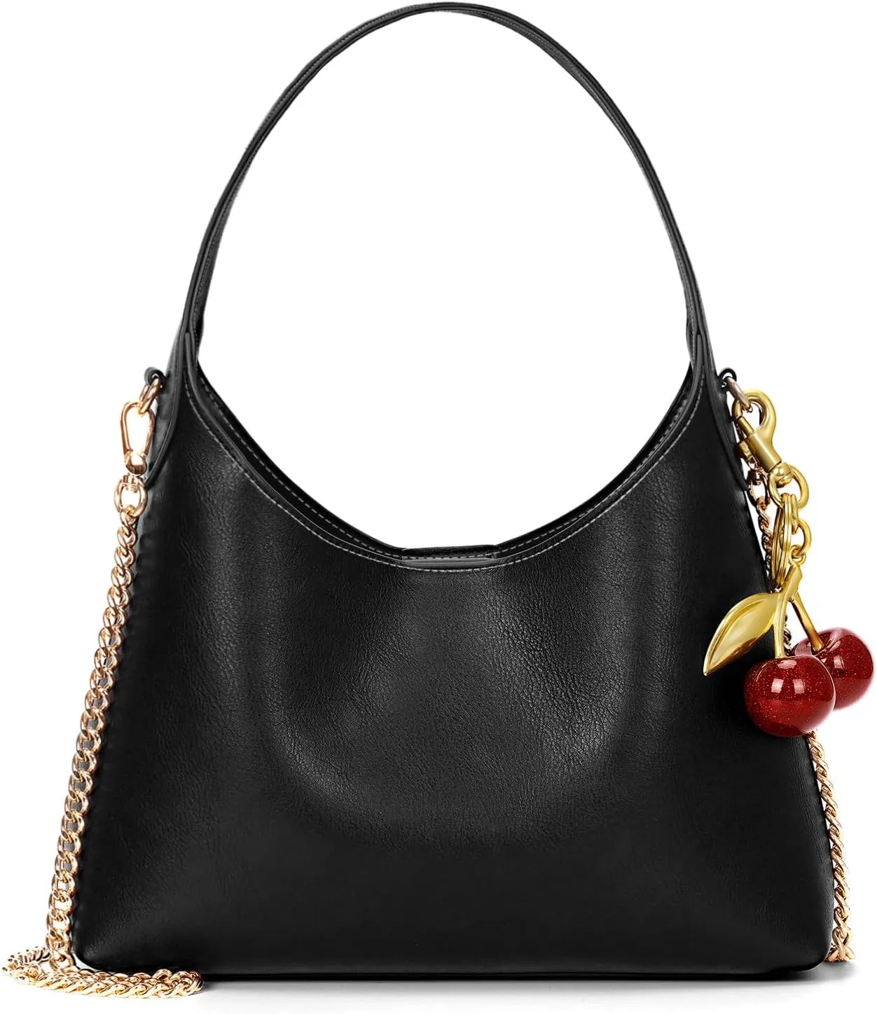 Hobo Bags for Women Leather Shoulder Bag Tote Handbag Cherry Purse Small Hobo Crossbody Bag Vintage Shoulder Handbag