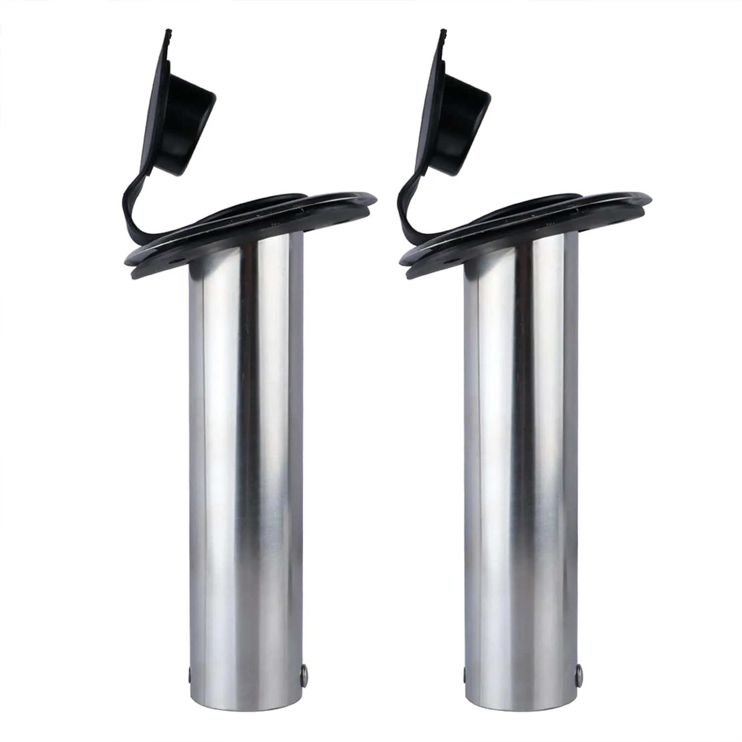 Hoffen 2Pcs Boat Stainless Steel Fishing Rod Holder Flush Mount 15/30/90 Degree with PVC Cap,Inner Tube and Gasket