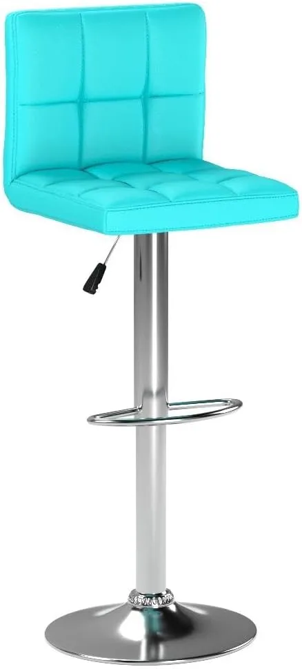 Homall Bar Stools Modern PU Leather Adjustable Swivel Barstools, Armless Hydraulic Kitchen Counter Bar Stool Extra Height Square Island Barstool with Back Set of 2 (Leather, Blue)