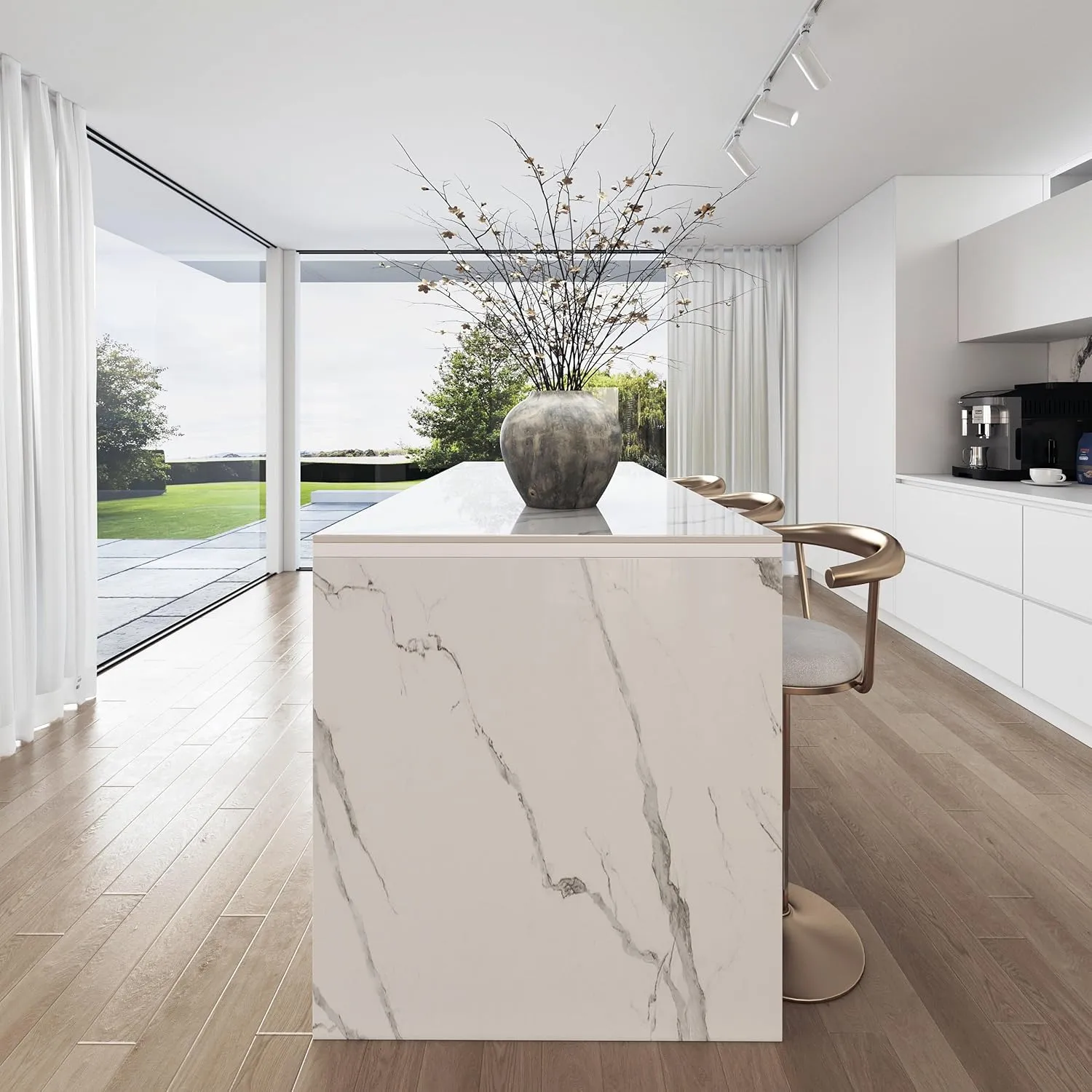 homary Kitchen Islands with Ample Storage 72" Kitchen Island with Seating & Drawers,Modern Island Table with Storage Cabinet (Sintered Stone Top, White)