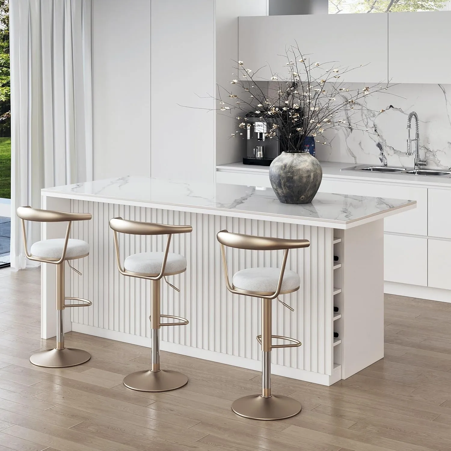 homary Kitchen Islands with Ample Storage 72" Kitchen Island with Seating & Drawers,Modern Island Table with Storage Cabinet (Sintered Stone Top, White)