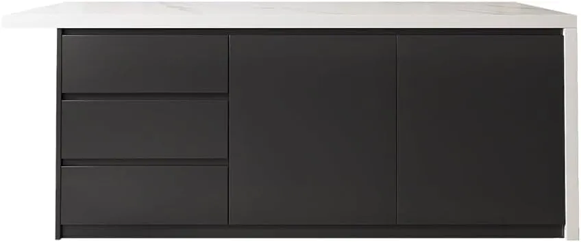 homary Kitchen Islands with Ample Storage 72" Kitchen Island with Seating & Drawers,Modern Kitchen Island Table with Storage Cabinet (Engineered Wood Top, White & Black)