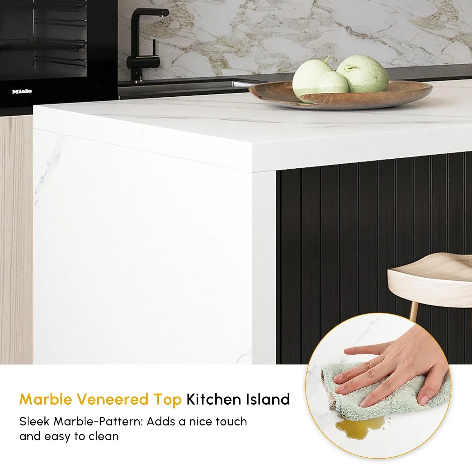 homary Kitchen Islands with Ample Storage 72" Kitchen Island with Seating & Drawers,Modern Kitchen Island Table with Storage Cabinet (Engineered Wood Top, White & Black)