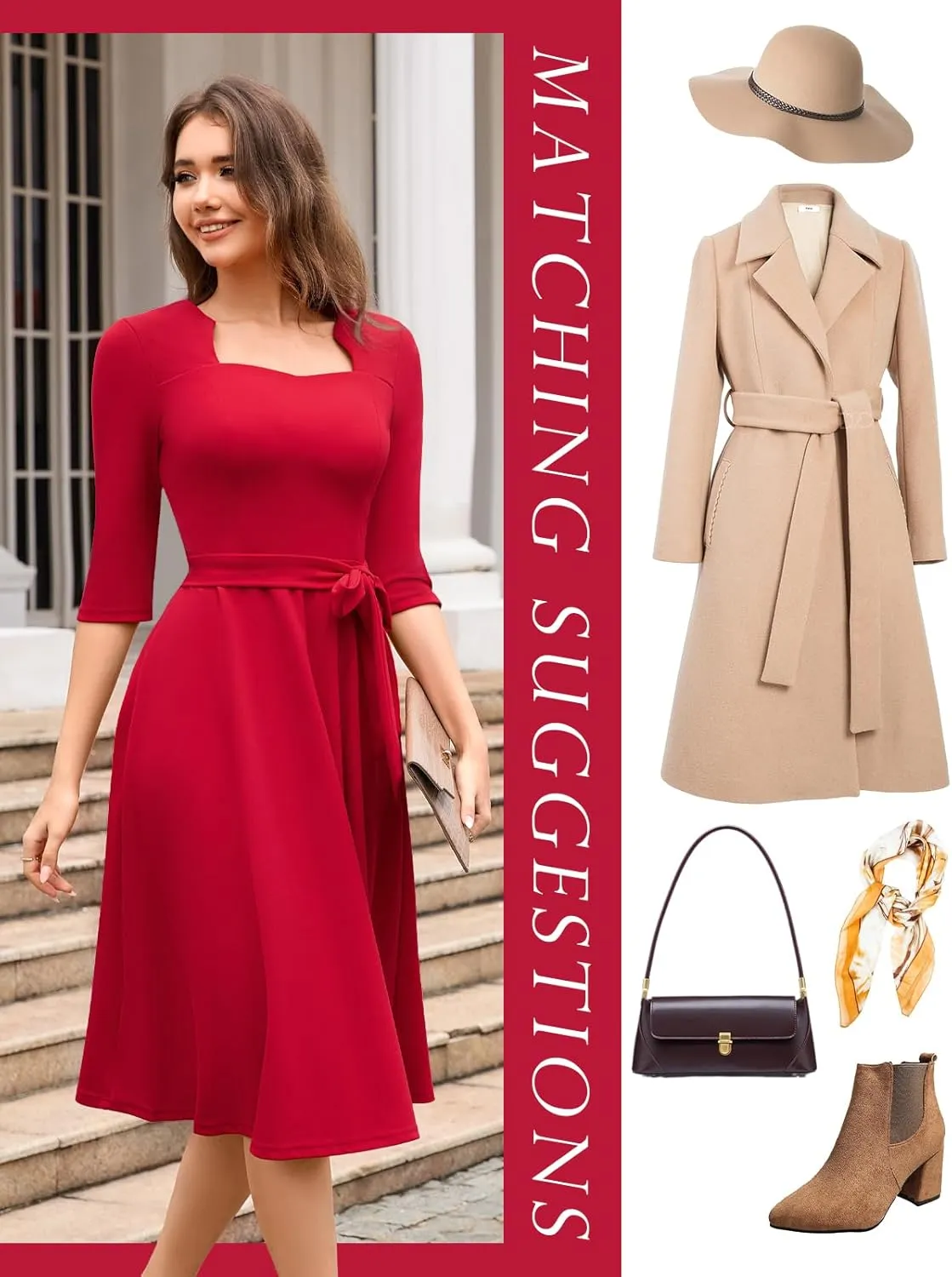 HomRain Women's Cocktail Formal Dresses Elegant Wedding Guest A-Line Graduation Tea Party Modest Prom Church Dress