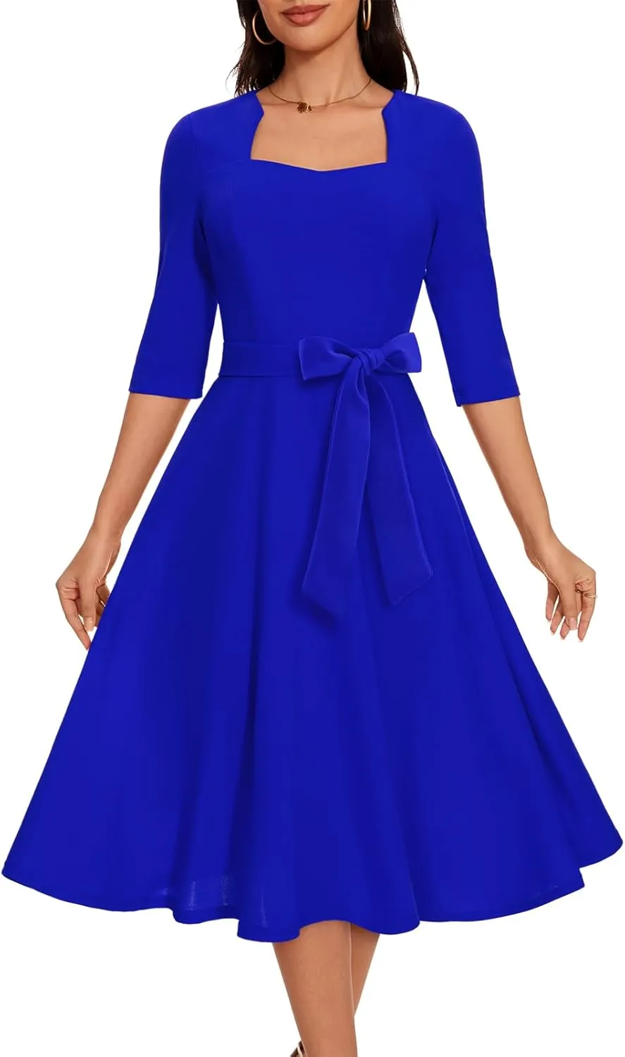 HomRain Women's Cocktail Formal Dresses Elegant Wedding Guest A-Line Graduation Tea Party Modest Prom Church Dress