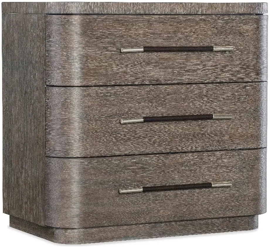 Hooker Furniture Modern Mood Three Drawer Wood Nightstand in Brown