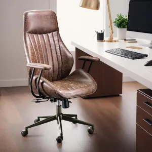 HOOOWOOO Faux Suede Leather Home Office Desk Chair,MCM Modern Ergonomic Task Work Chair,Computer Gaming Chair with Cushion Seat Lumbar Support Reclining High Back for Long Hours(Chocolate Brown)