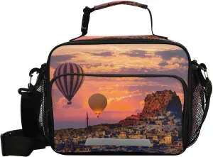 Hot Air Balloon Lunch Bag for Women Men Spectacular Cappadocia View Insulated Cooler Tote Bag with Adjustable Shoulder Strap Reusable Leakproof Picnic Lunch Box Outdoor for Adult Office