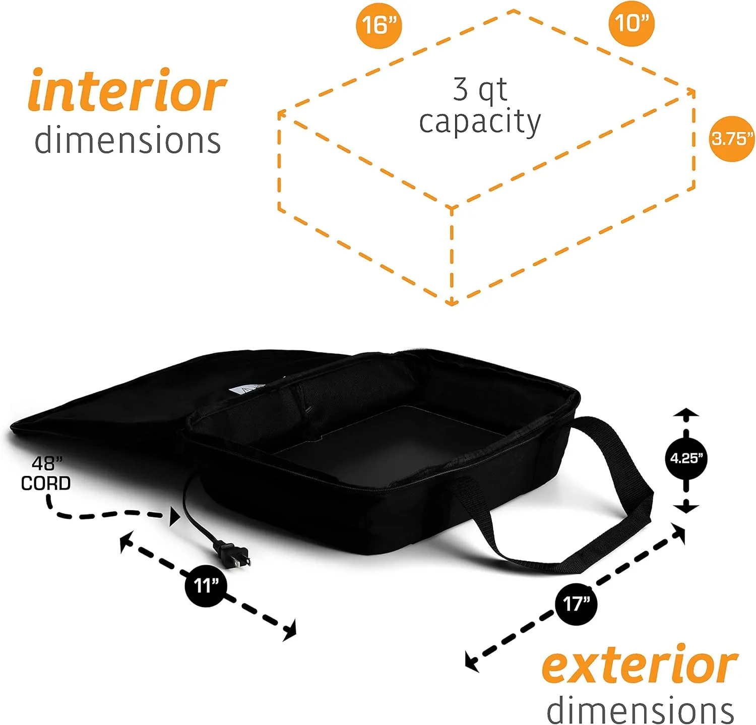 HOTLOGIC Max Large Portable Electric Food Heater - Innovative Food Warmer and Heated Lunch Box for Adults Car/Home - Easily Cook, Reheat, and Keep Your Food Warm - BLACK - 120V