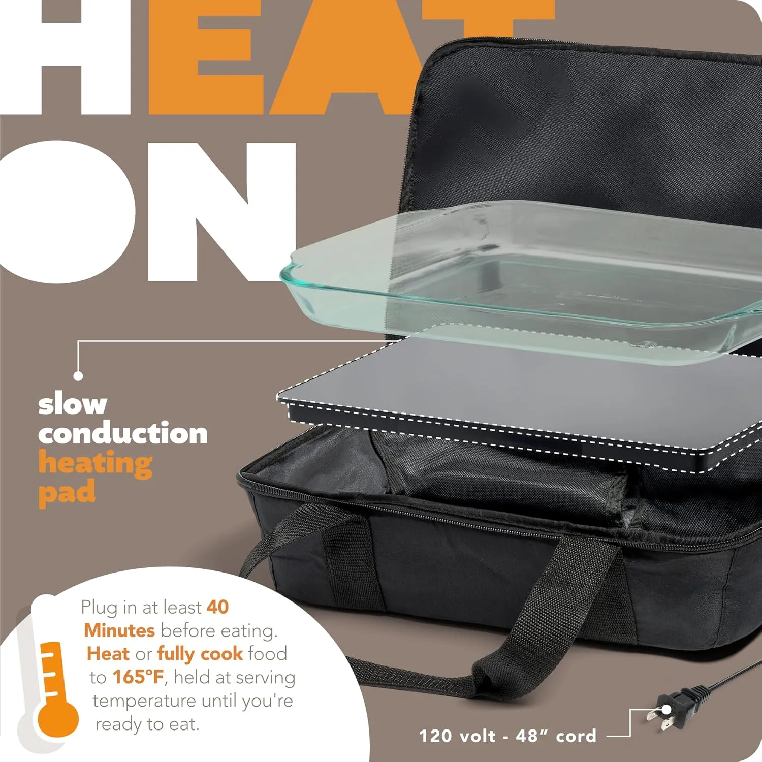HOTLOGIC Max Large Portable Electric Food Heater - Innovative Food Warmer and Heated Lunch Box for Adults Car/Home - Easily Cook, Reheat, and Keep Your Food Warm - BLACK - 120V