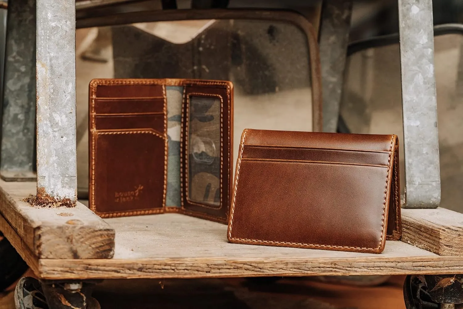House of Jack Co. Slim Card Wallet for Men, Minimalist Front Pocket, Small Bifold Card Holder, Full Grain Cowhide Leather Wallet, Brown