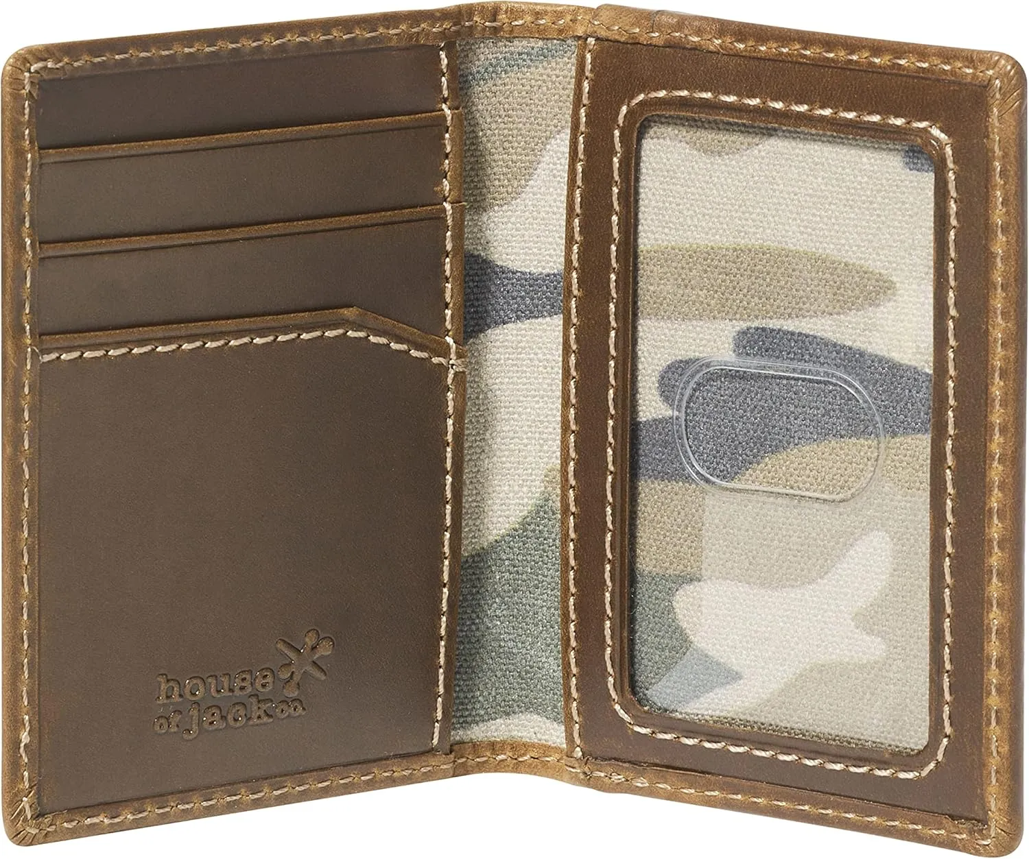House of Jack Co. Slim Card Wallet for Men, Minimalist Front Pocket, Small Bifold Card Holder, Full Grain Cowhide Leather Wallet, Brown