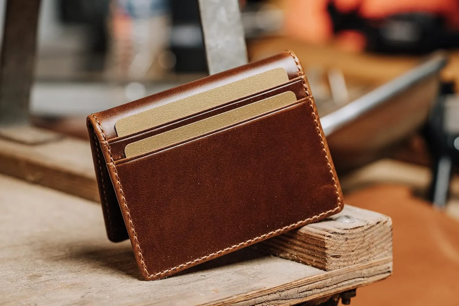 House of Jack Co. Slim Card Wallet for Men, Minimalist Front Pocket, Small Bifold Card Holder, Full Grain Cowhide Leather Wallet, Brown