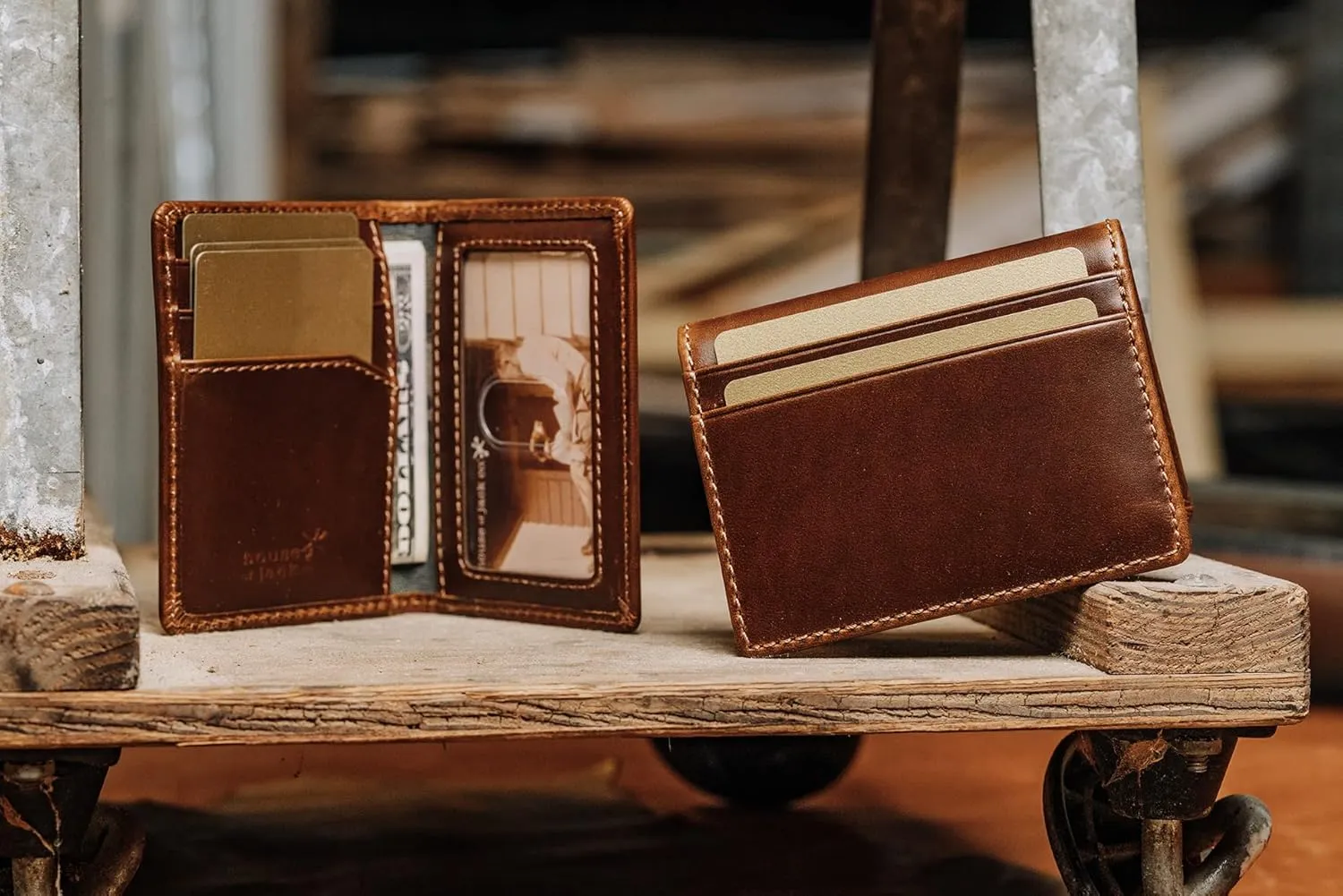 House of Jack Co. Slim Card Wallet for Men, Minimalist Front Pocket, Small Bifold Card Holder, Full Grain Cowhide Leather Wallet, Brown
