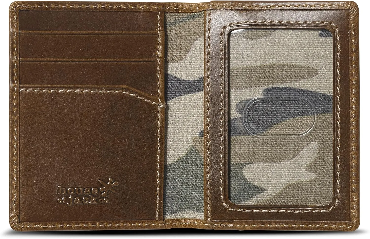 House of Jack Co. Slim Card Wallet for Men, Minimalist Front Pocket, Small Bifold Card Holder, Full Grain Cowhide Leather Wallet, Brown