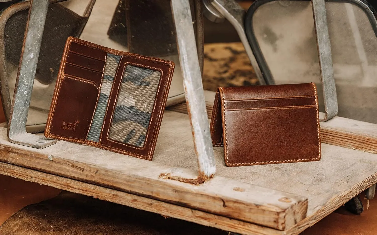 House of Jack Co. Slim Card Wallet for Men, Minimalist Front Pocket, Small Bifold Card Holder, Full Grain Cowhide Leather Wallet, Brown