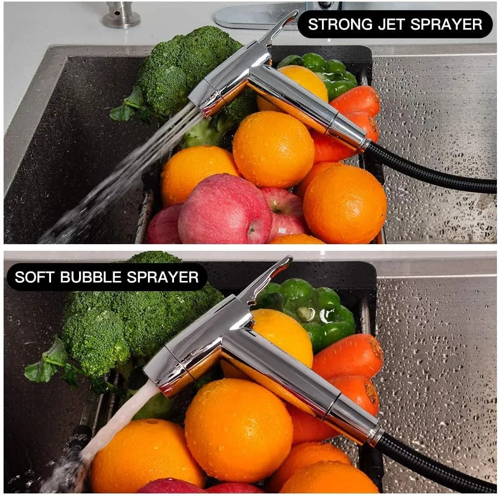 Houtingmaan Dual Function Kitchen Sink Sprayer with Adjustable Flow Controller, Chrome Faucet Pull Out Sprayer