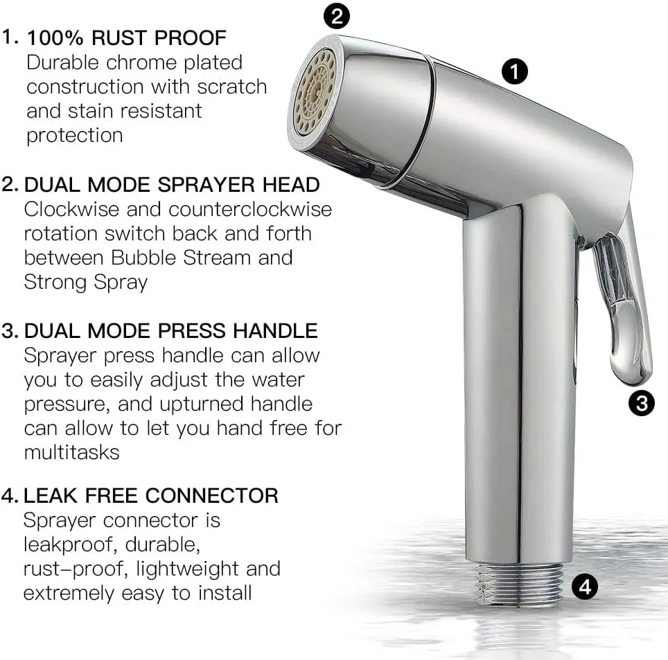 Houtingmaan Dual Function Kitchen Sink Sprayer with Adjustable Flow Controller, Chrome Faucet Pull Out Sprayer