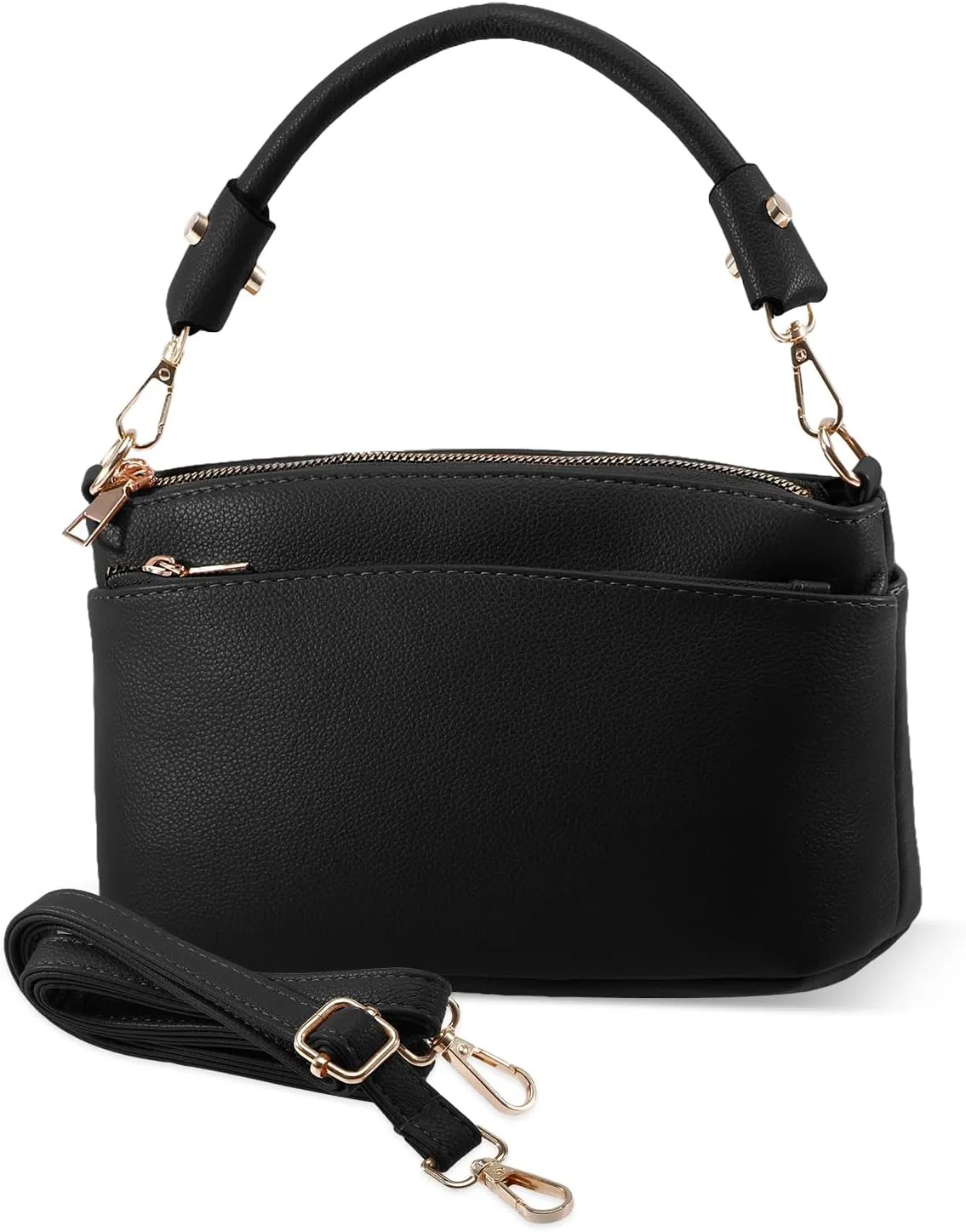 HUA ANGEL Women's Small Crossbody Handbag PU Leather 3 Compartments Shoulder Purse with 2 Straps for Party, Wedding, Dinner