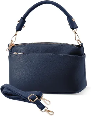 HUA ANGEL Women's Small Crossbody Handbag PU Leather 3 Compartments Shoulder Purse with 2 Straps for Party, Wedding, Dinner