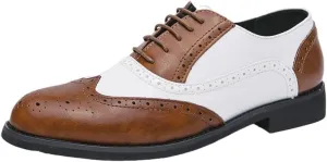 HuitJours Men Brogues Wingtip Lace up Classic Black Dress Shoes Derby Gatsby Prom Fashion Oxford