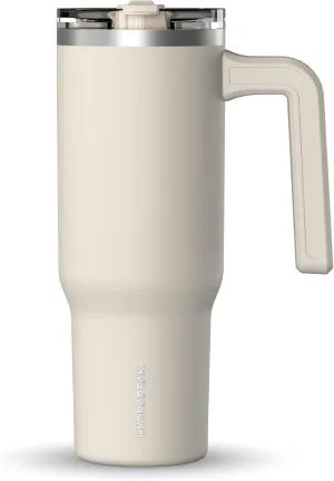 Hydrapeak Voyager 32 oz Tumbler with Handle and Straw Lid | Reusable Stainless Steel Water Bottle Travel Mug Cupholder Friendly | Insulated Cup (Stone)