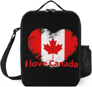 I Love Canada Portable Lunch Bag Shoulder Bag Insulated Lunch Box Holder Tote Handbag For Work Office Travel