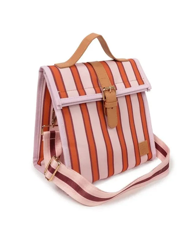 Iced Vovo Candy Stripe Red and Pink Insulated Lunch Satchel
