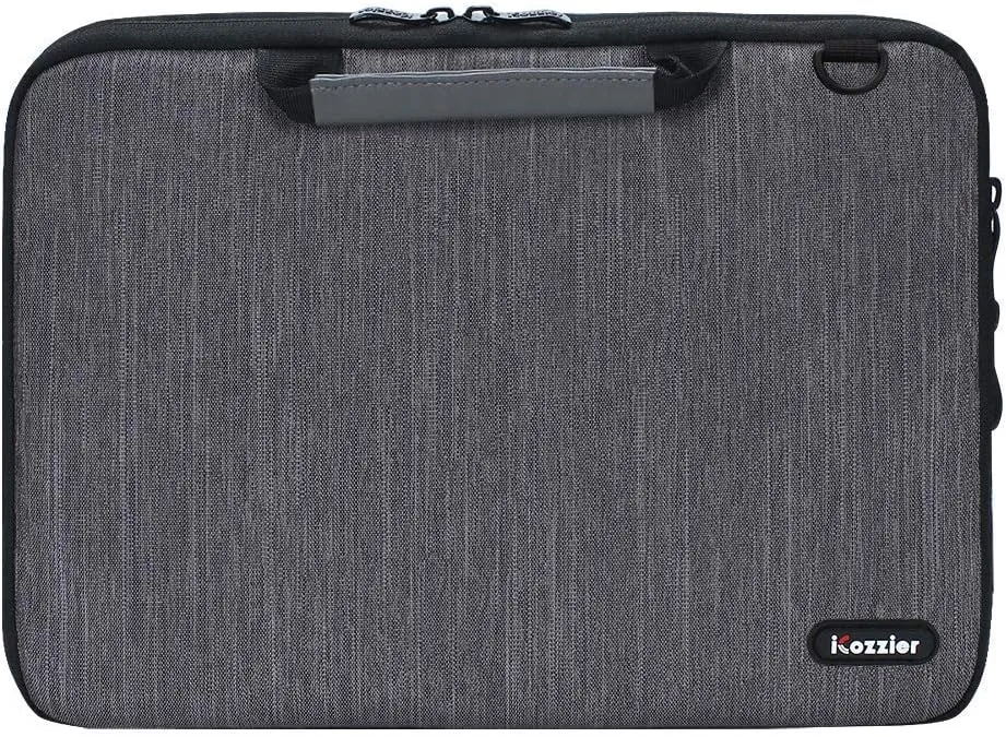 iCozzier 13-13.3 Inch Handle Laptop Briefcase Shoulder Bag Electronic Accessories Organizer Messenger Carrying Case with Shoulder&Luggage Strap - Grey