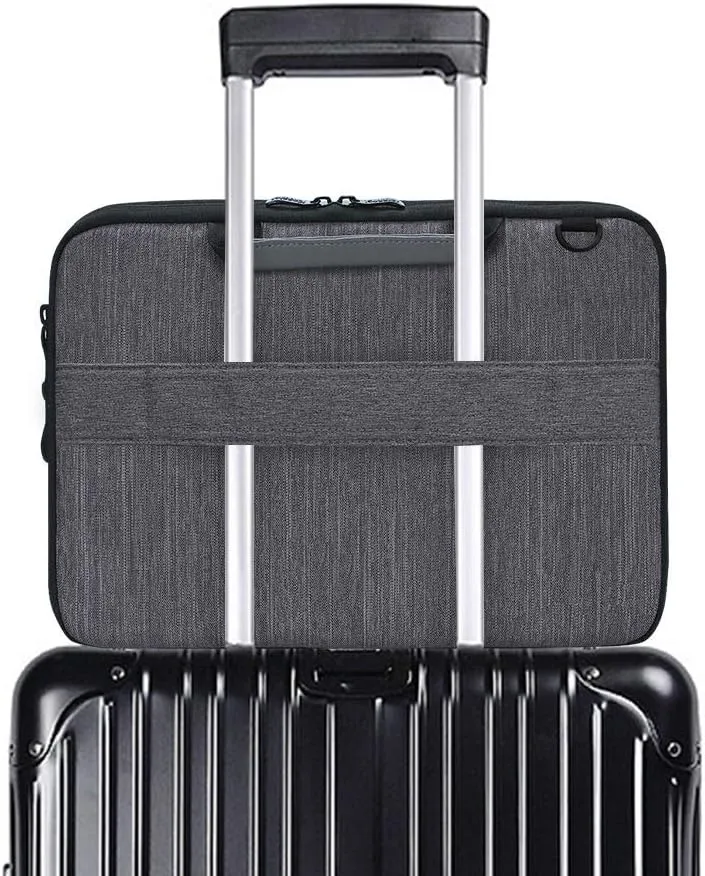 iCozzier 13-13.3 Inch Handle Laptop Briefcase Shoulder Bag Electronic Accessories Organizer Messenger Carrying Case with Shoulder&Luggage Strap - Grey