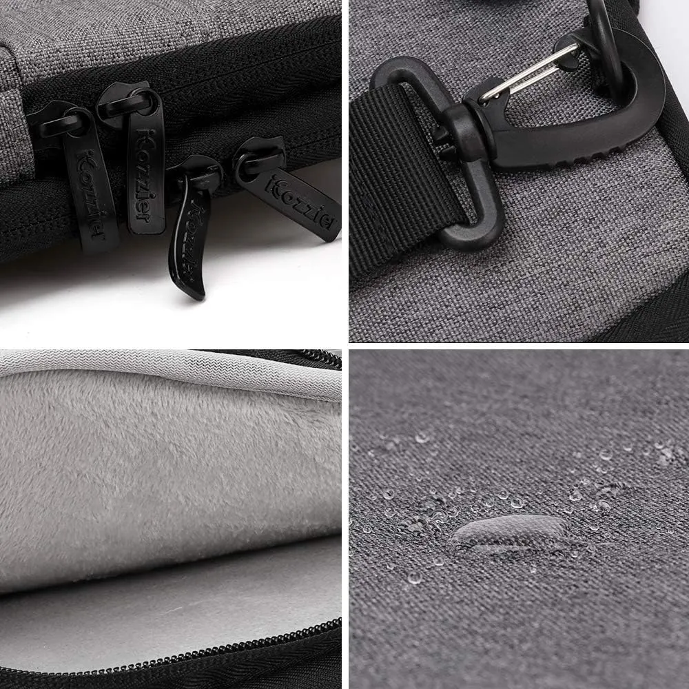 iCozzier 13-13.3 Inch Handle Laptop Briefcase Shoulder Bag Electronic Accessories Organizer Messenger Carrying Case with Shoulder&Luggage Strap - Grey