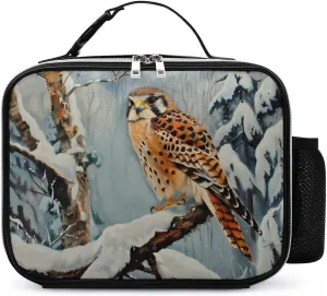 in Snowscape Kestrel Insulated Lunch Bag Reusable Lunch Box Container Portable Tote Bag for Work Picnic Travel, 21x27x9cm, style