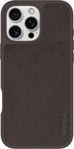 Incase ICON Case with Woolenex & MagSafe for iPhone 16 Pro Max - Durable, Stylish, Protective, Lightweight,Water-Resistant,Scratch-Resistant with Wireless Magsafe Charging- Cocoa Pebbled Plant Leather