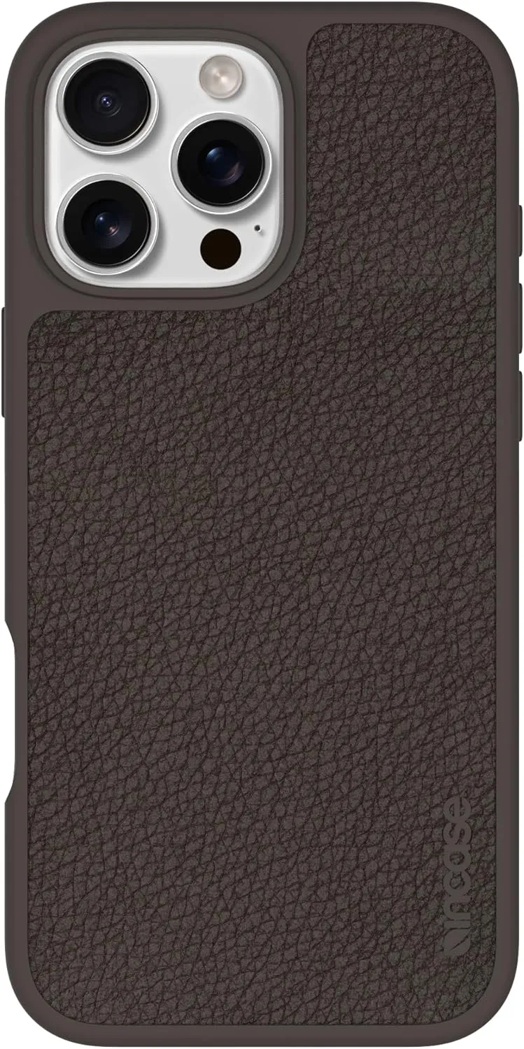 Incase ICON Case with Woolenex & MagSafe for iPhone 16 Pro Max - Durable, Stylish, Protective, Lightweight,Water-Resistant,Scratch-Resistant with Wireless Magsafe Charging- Cocoa Pebbled Plant Leather