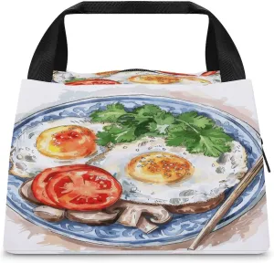 Insulated Bag Handbag,Chinese Breakfast Pictures Print Portable Thermal Bag,wear-resistant Insulation Bag,outdoor Insulation Bag