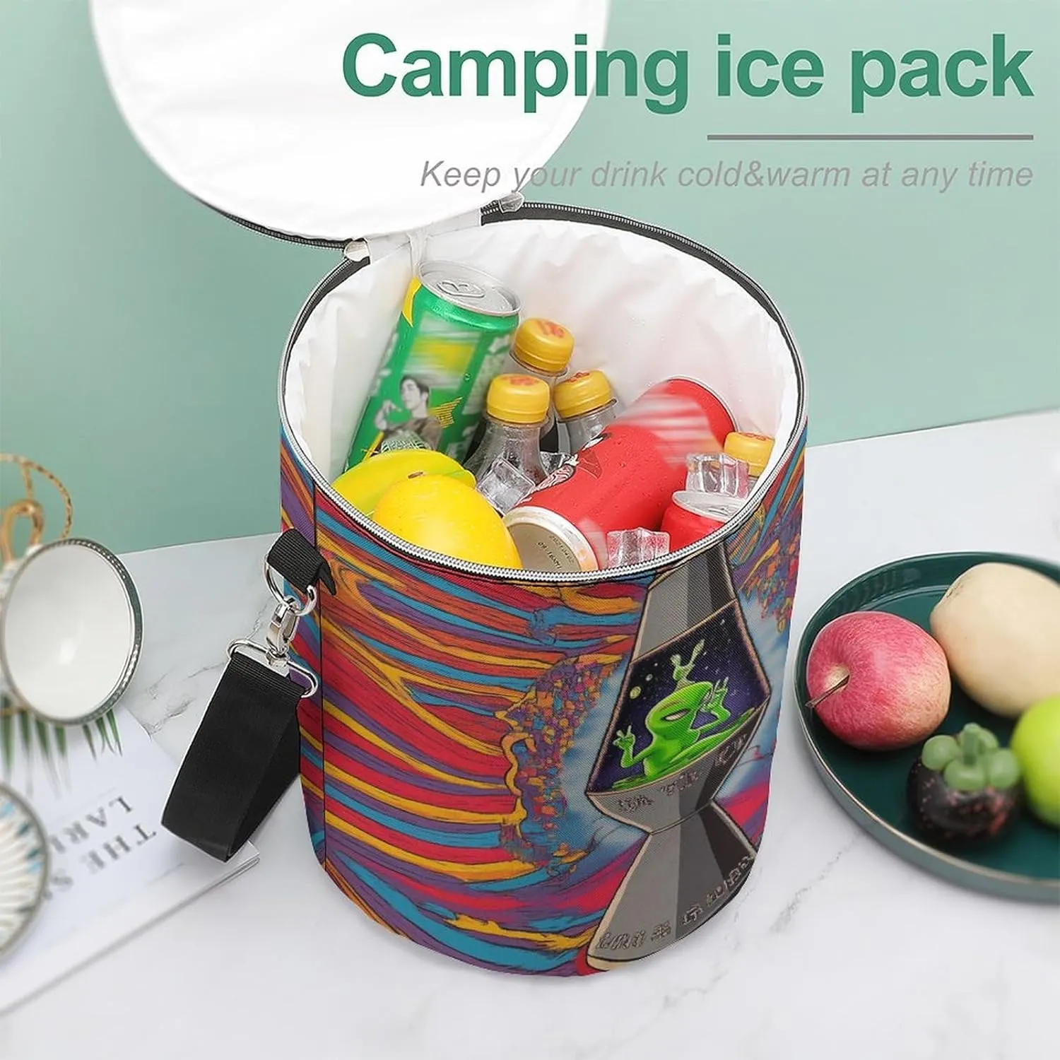 Insulated Cooling Bag with Zipper, Large Capacity Insulated Backpack Cooler for Work
