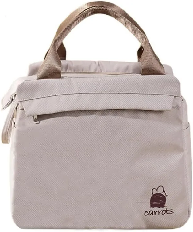 Insulated Large Capacity Lunch Bag Tote Bag for Women Men，Reusable Insulated Cooler Bag Waterproof Thermal Leakproof Lunch Handbag for Travel Work Outdoor Picnic (Khaki)