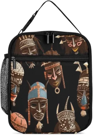 Insulated Lunch Bag African Ritual Ethnic Tribal Print Reusable Lunch Bag Food Storage Bag for Work, Picnics, Travel And Many Other Occasions.