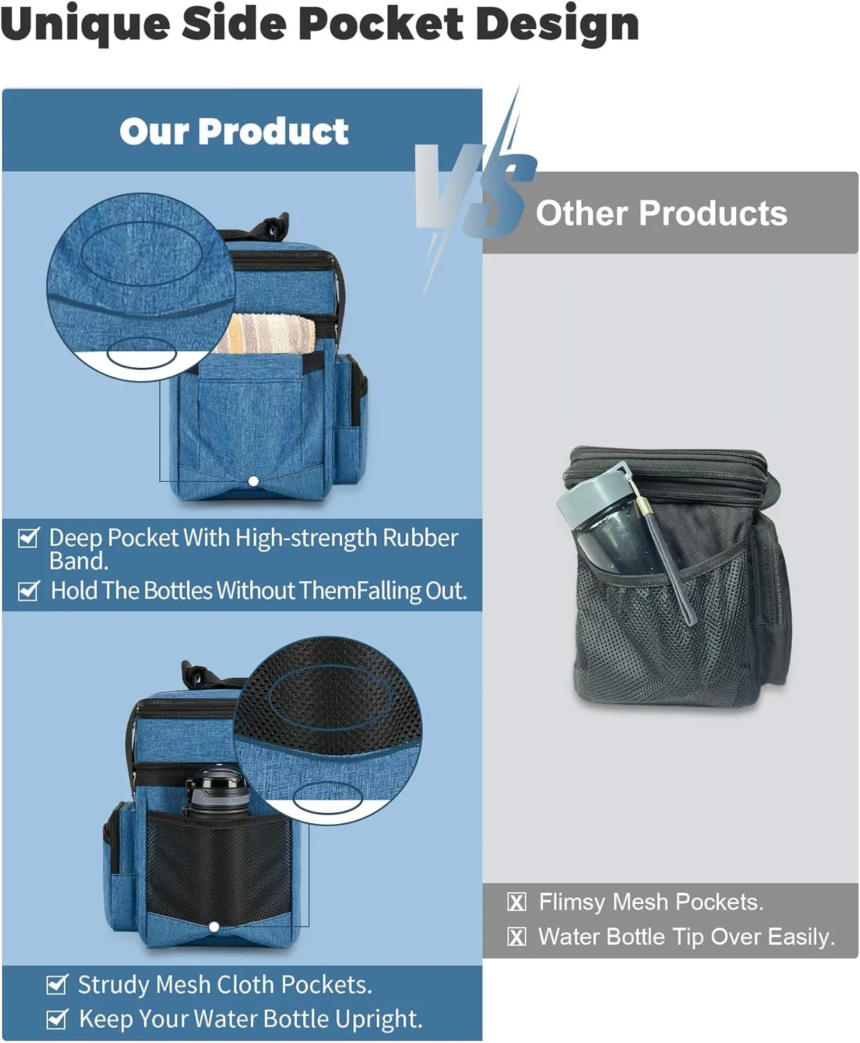 Insulated Lunch Bag & Lunch Box for Men - Double Deck Reusable Lunch Bag for Women Tote Cooler Bag Leakproof Soft Expandable - Large Lunchbox for Work/Adult/Picnic/Outdoor(Blue，15L)