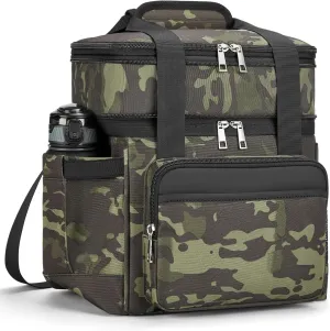 Insulated Lunch Bag & Lunch Box for Men - Double Deck Reusable Lunch Bag for Women Tote Cooler Bag Leakproof Soft Expandable - Large Lunchbox for Work/Adult/Picnic/Outdoor(Camo，15L)