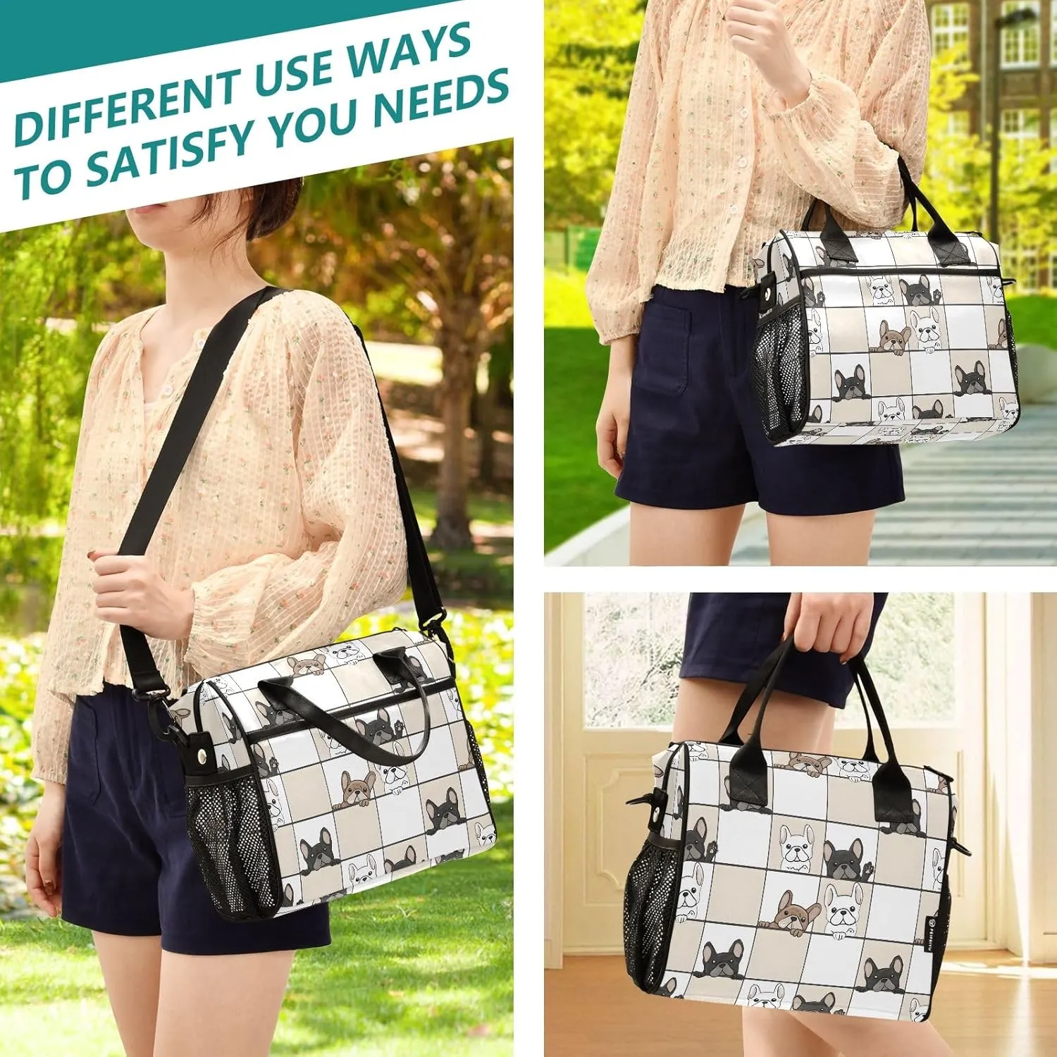 Insulated Lunch Bag Dog Probe Pattern Cooler Tote Bag for Work Picnic or Travel