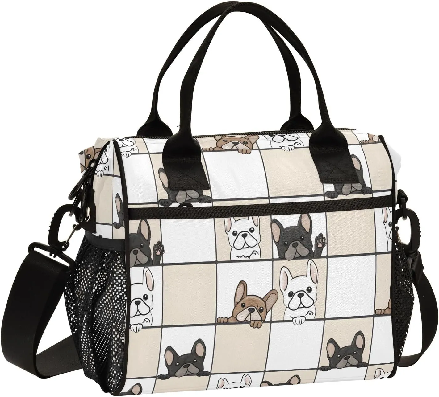 Insulated Lunch Bag Dog Probe Pattern Cooler Tote Bag for Work Picnic or Travel