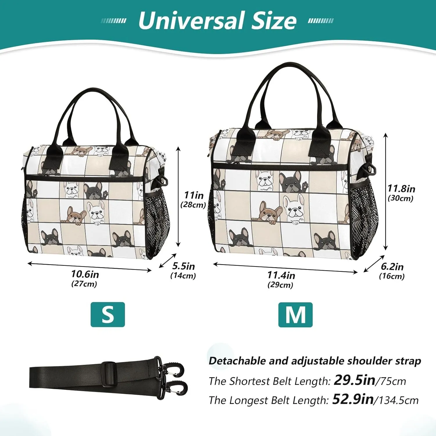 Insulated Lunch Bag Dog Probe Pattern Cooler Tote Bag for Work Picnic or Travel