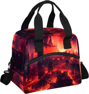 Insulated Lunch Bag for Men Women Adult, Scenic City Flame Reusable Lunch Box with Adjustable Shoulder Strap Large Leakproof Cooler Bag for Picnic Work
