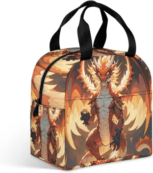 Insulated Lunch Bag for Men Women Large Capacity Lunchbox Flaming Dragon Reusable Lunch Box for Work