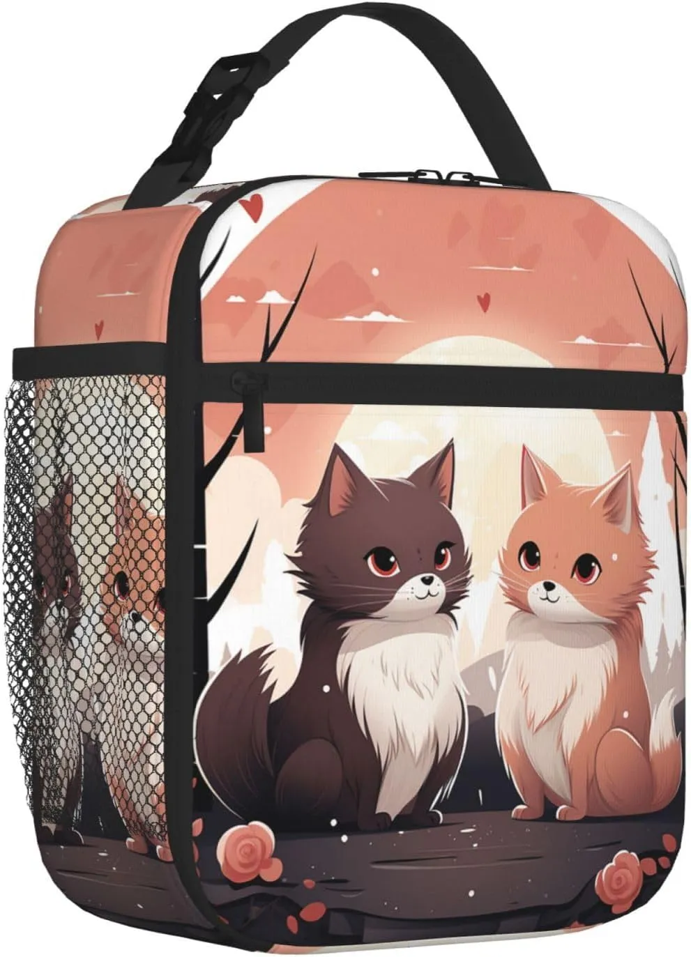 Insulated Lunch Bag for Men Women Reusable Lunch Box Cartoon Cat Lunchbox Leakproof Cooler Bags for Work Picnic